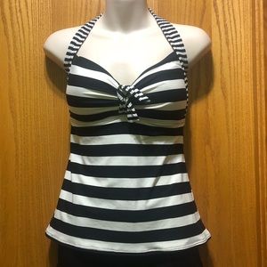 Black and White stripped adjustable tankini top